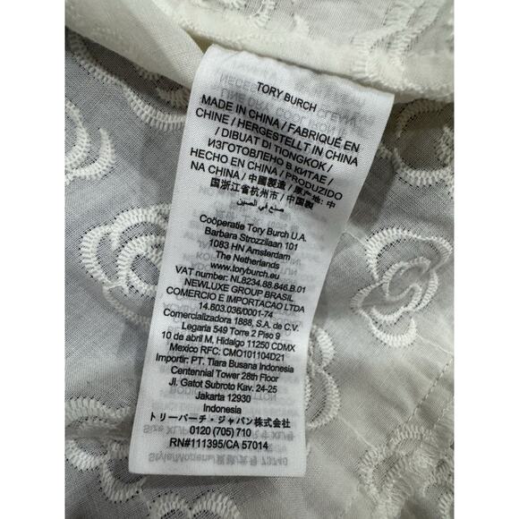 Tory Burch Floral Embroidered Dress Long Sleeve White Tiered Mini - Picture 7 of 10